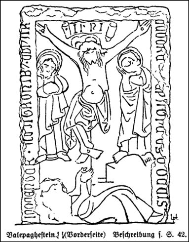 Zeichnung der Vorderseite des Valepaghesteins bei Stadtoldendorf